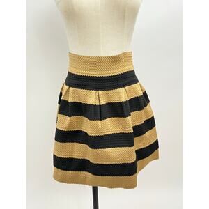 Neslay Designer Tan/Black Textured Stripe 
Mini Skirt, Size XL (runs small)